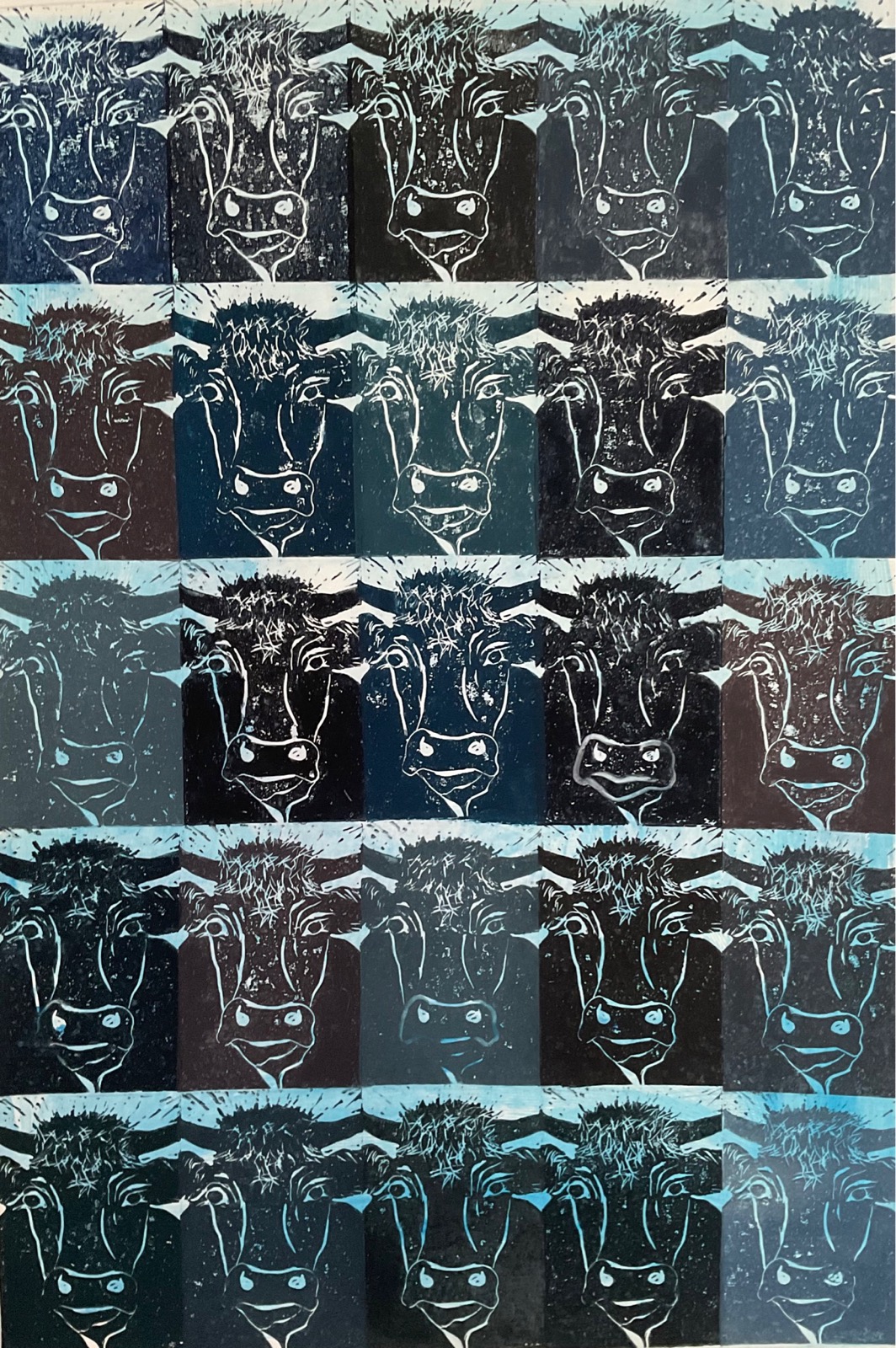 o.T., 2020, Linoldruck, 80x100 cm