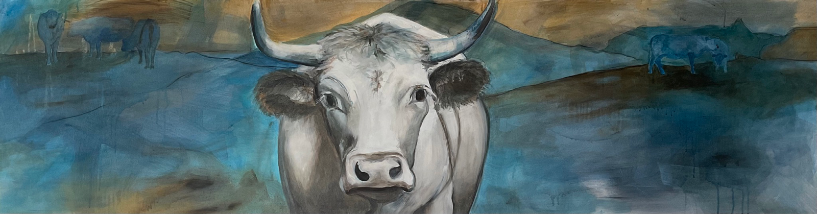 Mondkuh, 2021, Acryl Oel, 180x50 cm