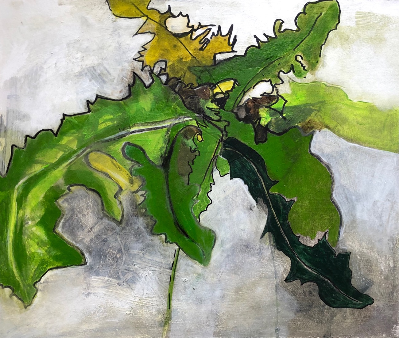 Loewenzahn 2, 2021, Acryl Oel, 34x41 cm